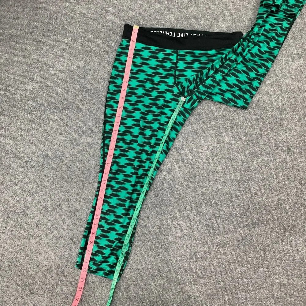 Nike Relay Printed Cropped Legging Women M Green Stretch Dri Fit Drawstring Pant